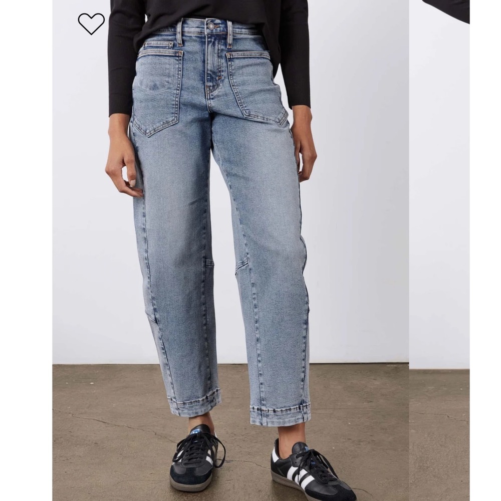 Ruti  Slouchy Jeans Women 25 Blue High Rise Cargo Pocket Denim